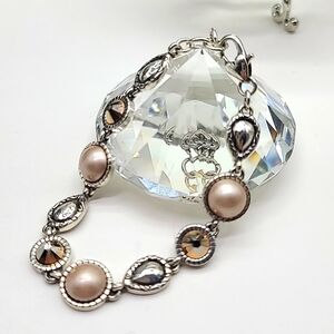 $45 Brighton "Pastille" Champagne Pearl & Bronze Swarovski Crystal Bracelet!